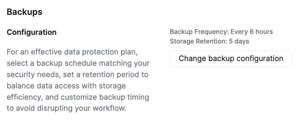Configure backup settings