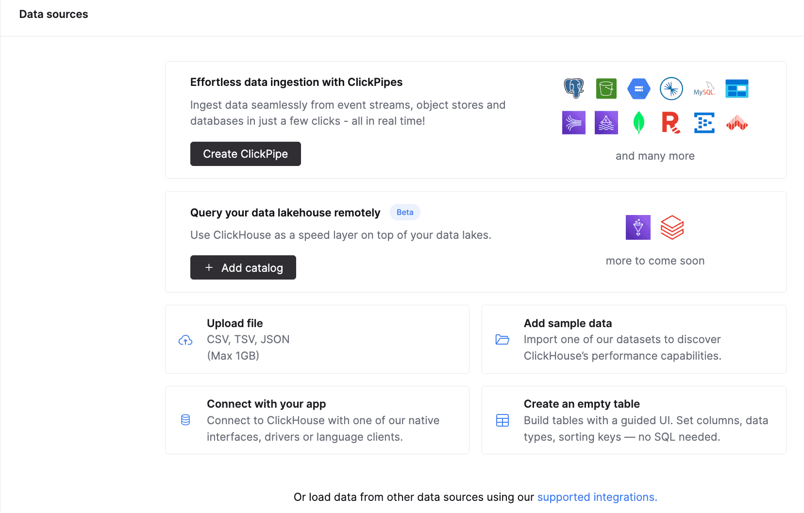 ClickPipes data sources