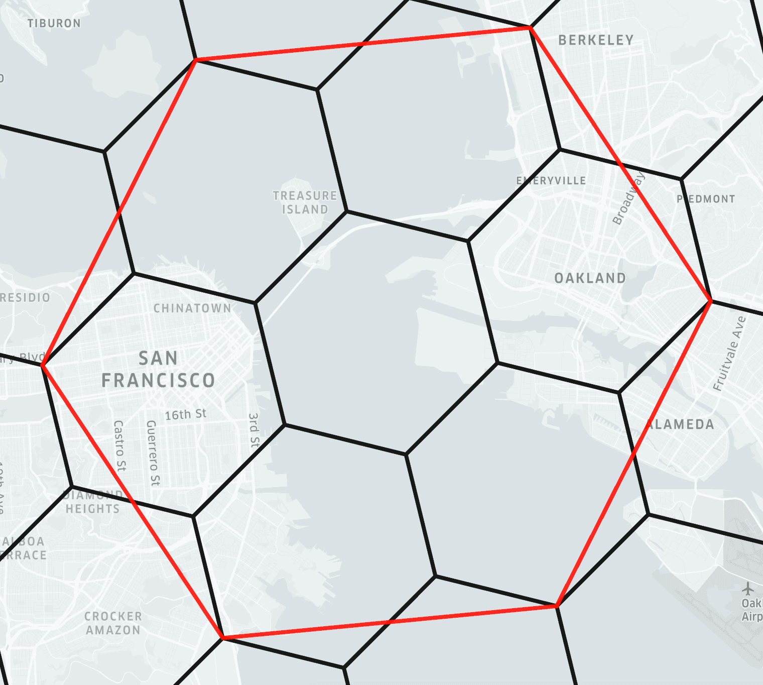 H3 parent-child cell indexing applied to part of San Francisco