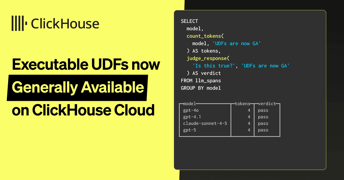 Executable UDFs are now generally available on ClickHouse Cloud