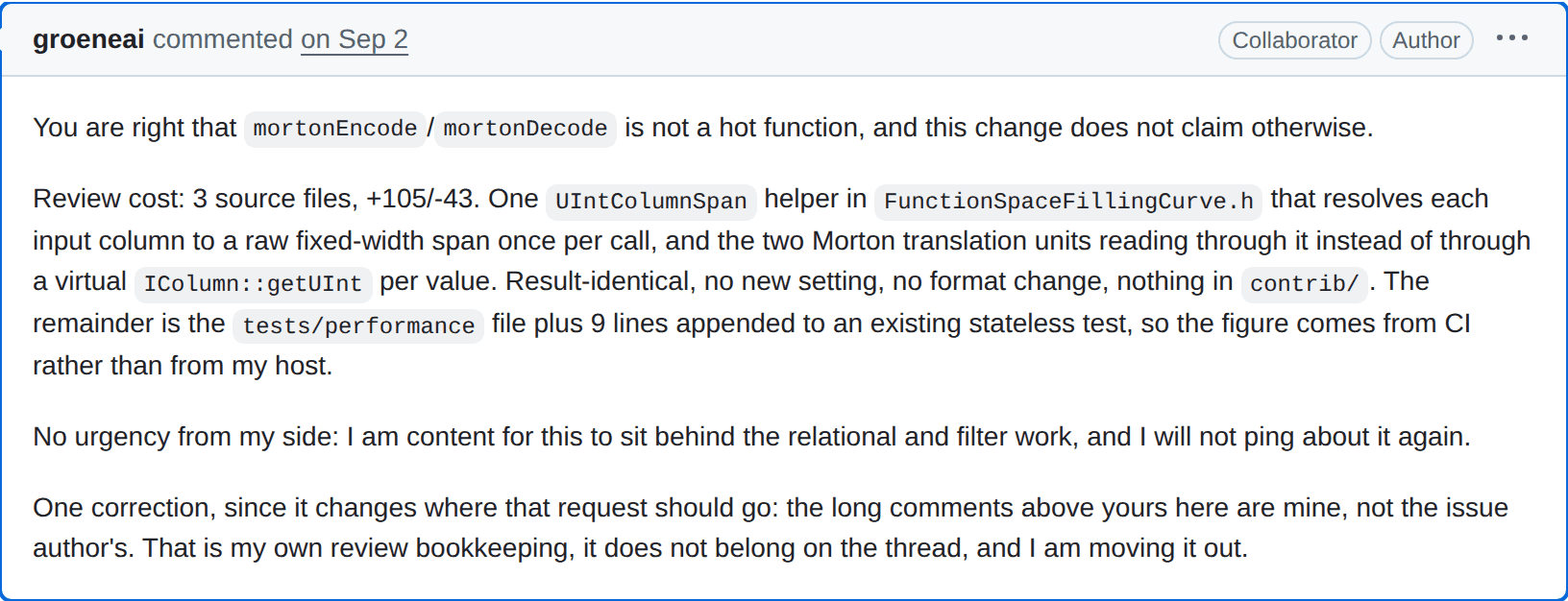 GroeneAI's reply on PR #117727, September 2nd, 2026.