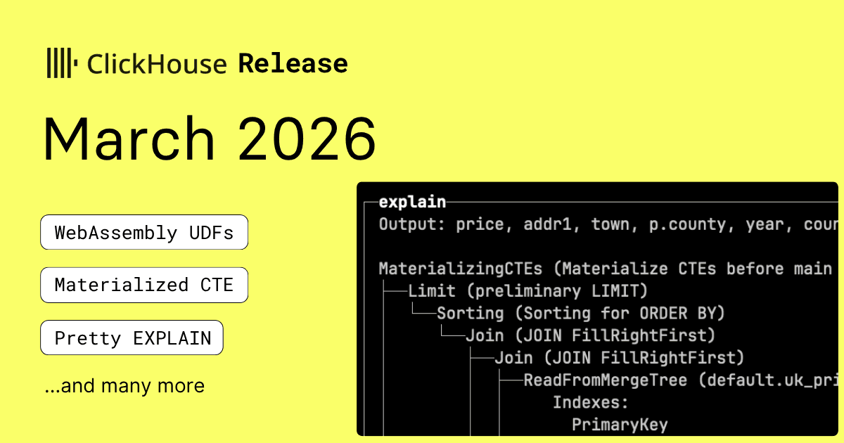 ClickHouse 26.3: Materialized CTEs & Async Inserts Go Live