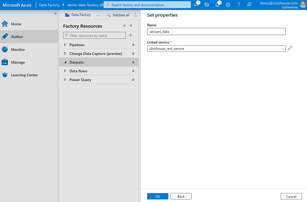 Using ClickHouse HTTP interface in Azure data factory | ClickHouse Docs