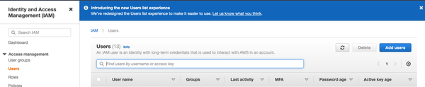 AWS IAM Management Console - Adding a new user
