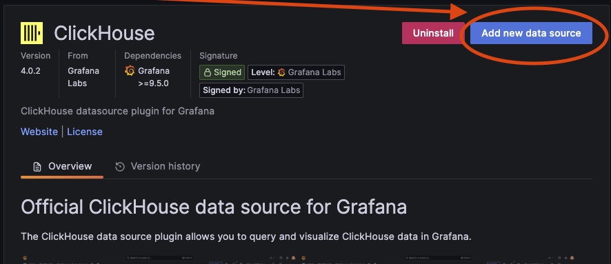 Create a ClickHouse data source