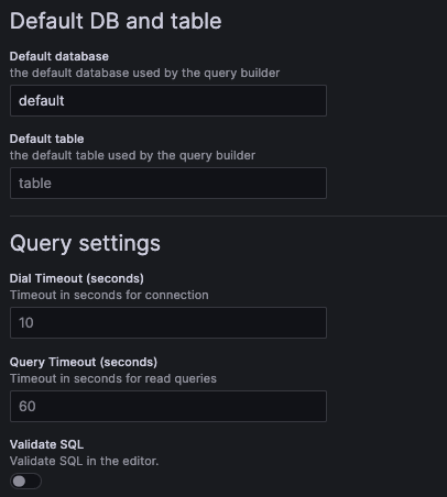 Example additional settings