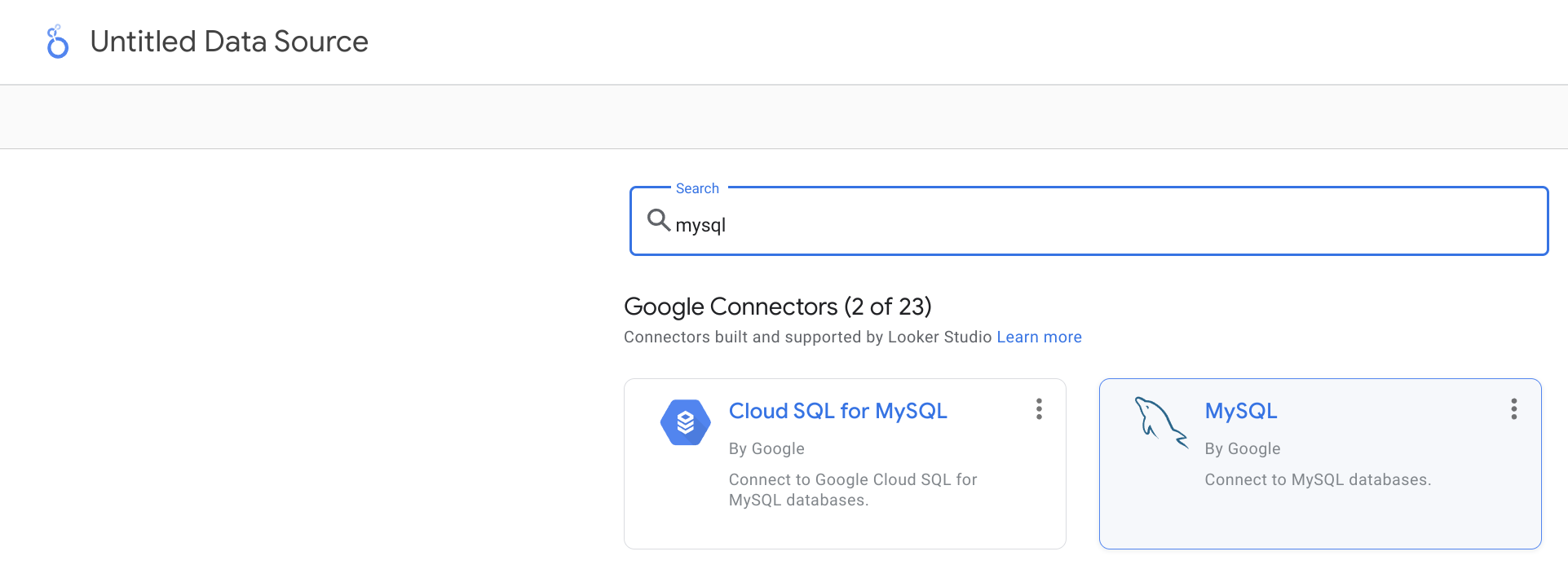 MySQL connector search