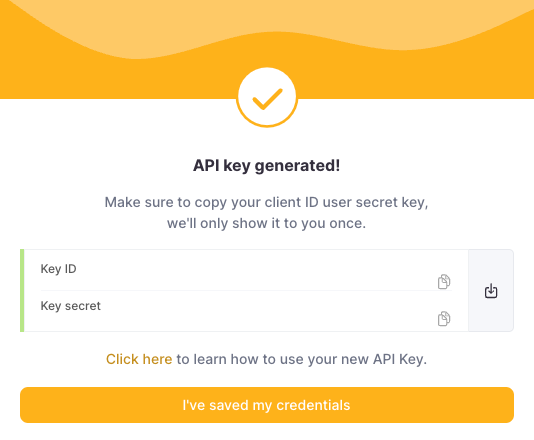 API Key ID and Key Secret