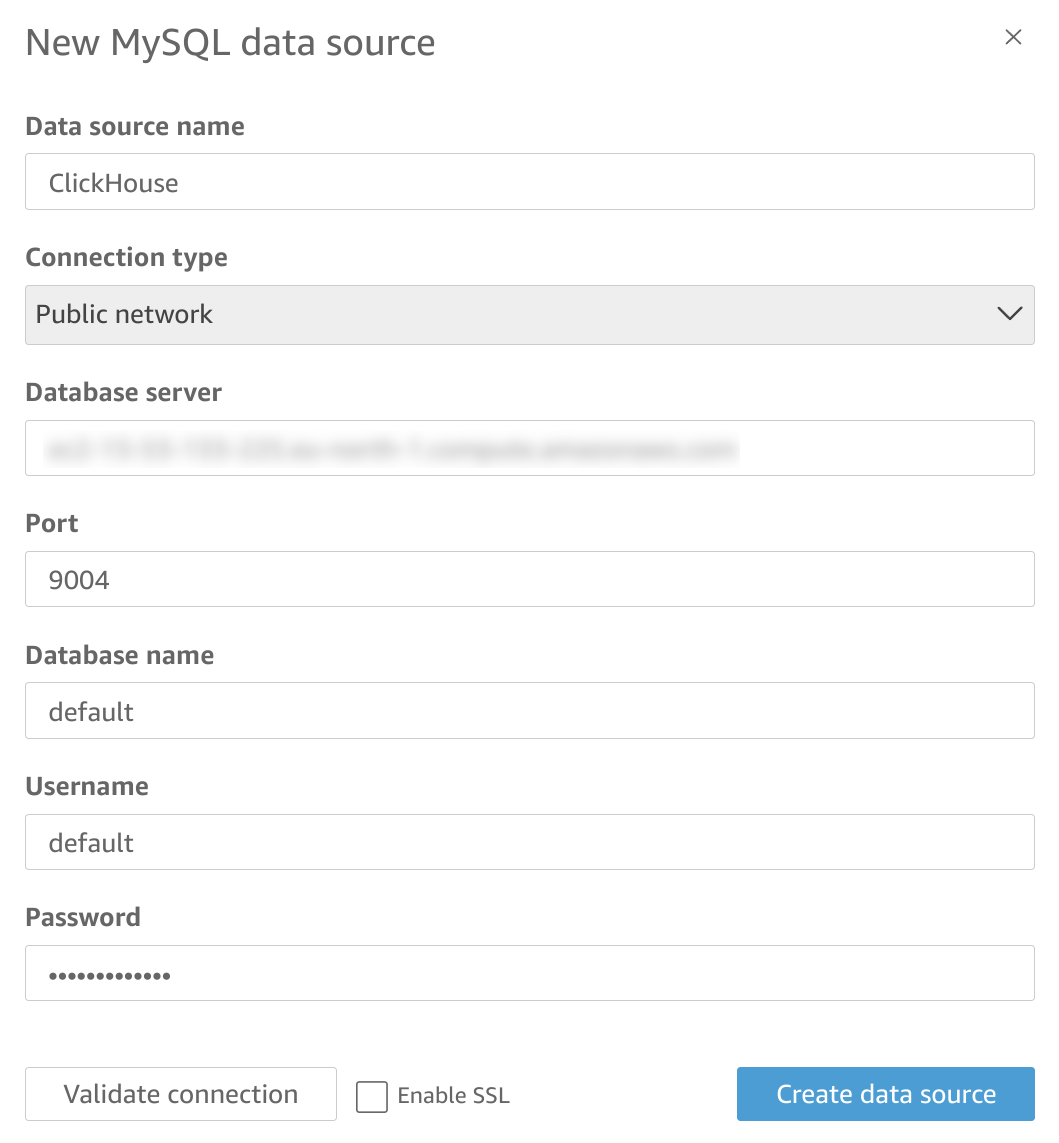 Specifying the connection details