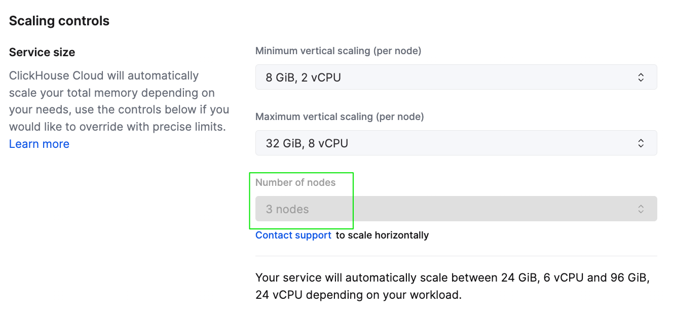 Scaling settings page