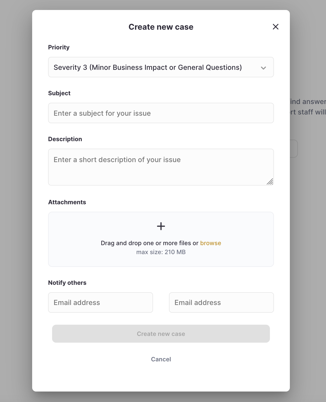Support Case Form