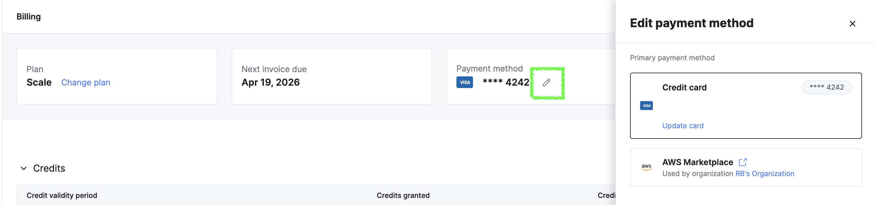 支払い方法を編集