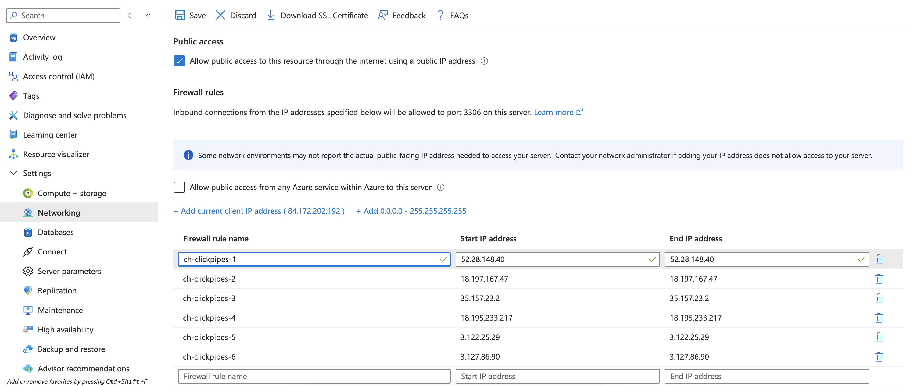 IP 許可リストを使用してパブリック アクセス用のネットワークを構成する