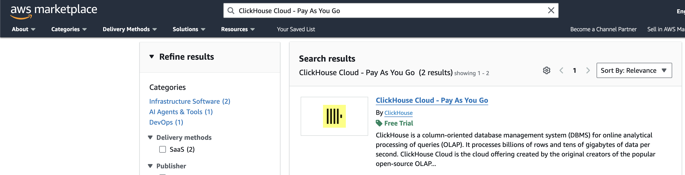 ClickHouse を検索している AWS Marketplace
