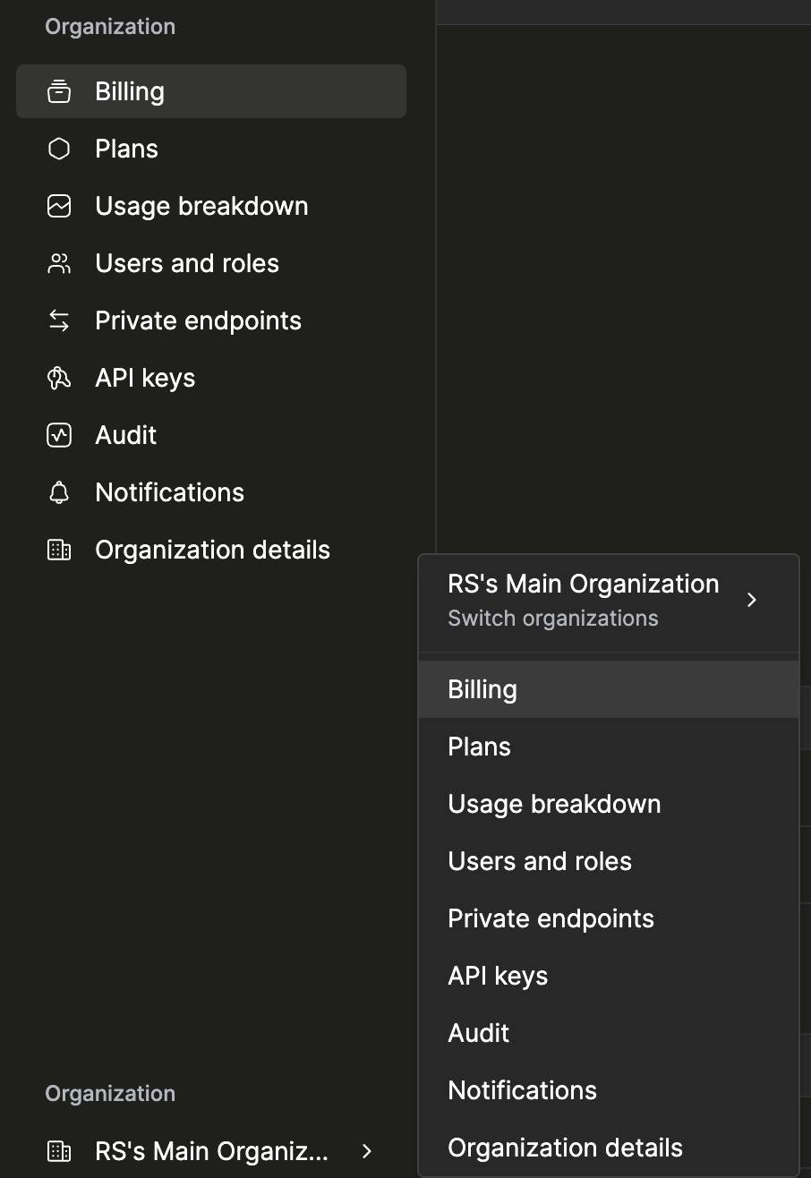 UI で Billing を確認できる場所