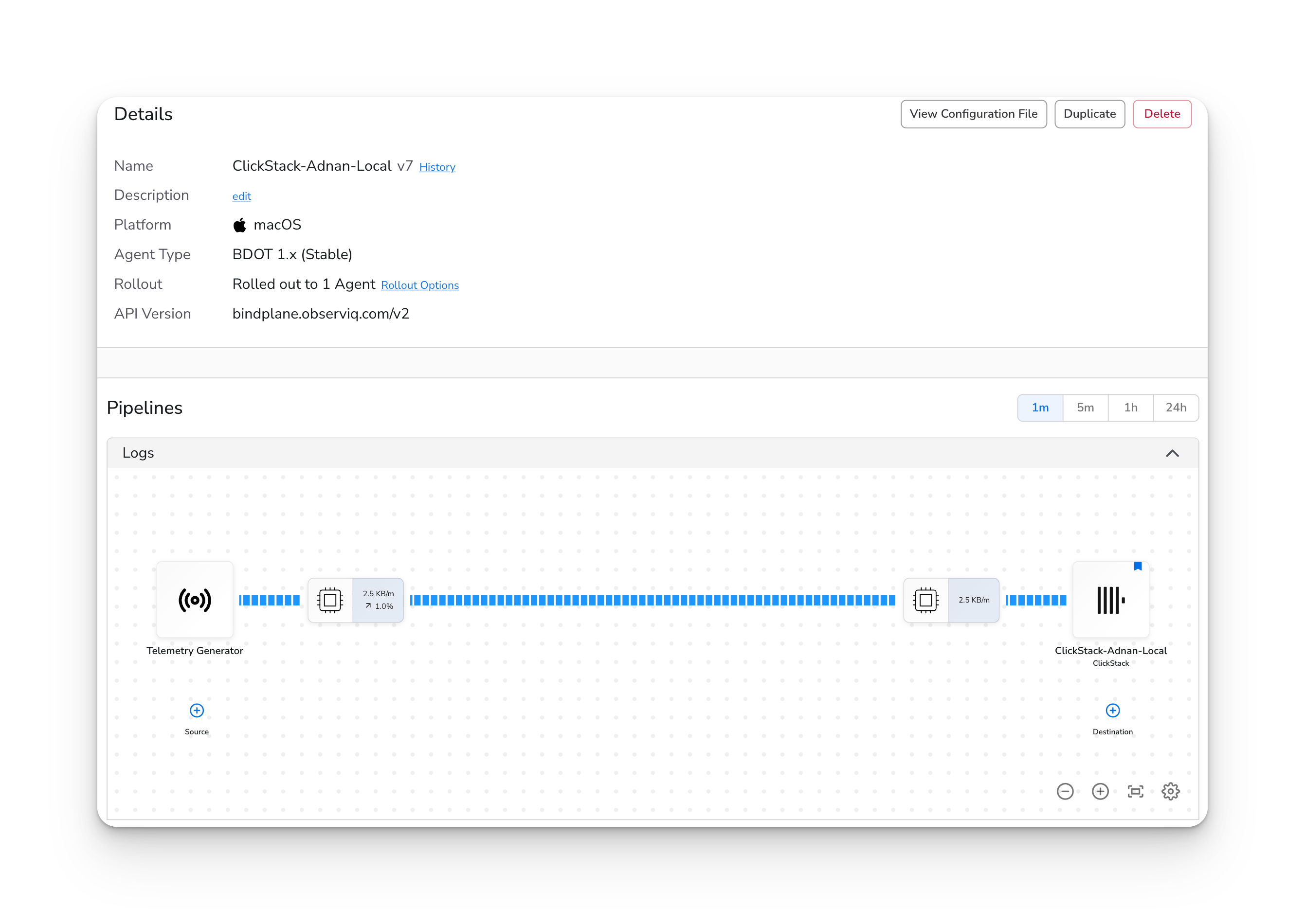 Bindplane 経由で ClickStack に送信されるテレメトリシグナル