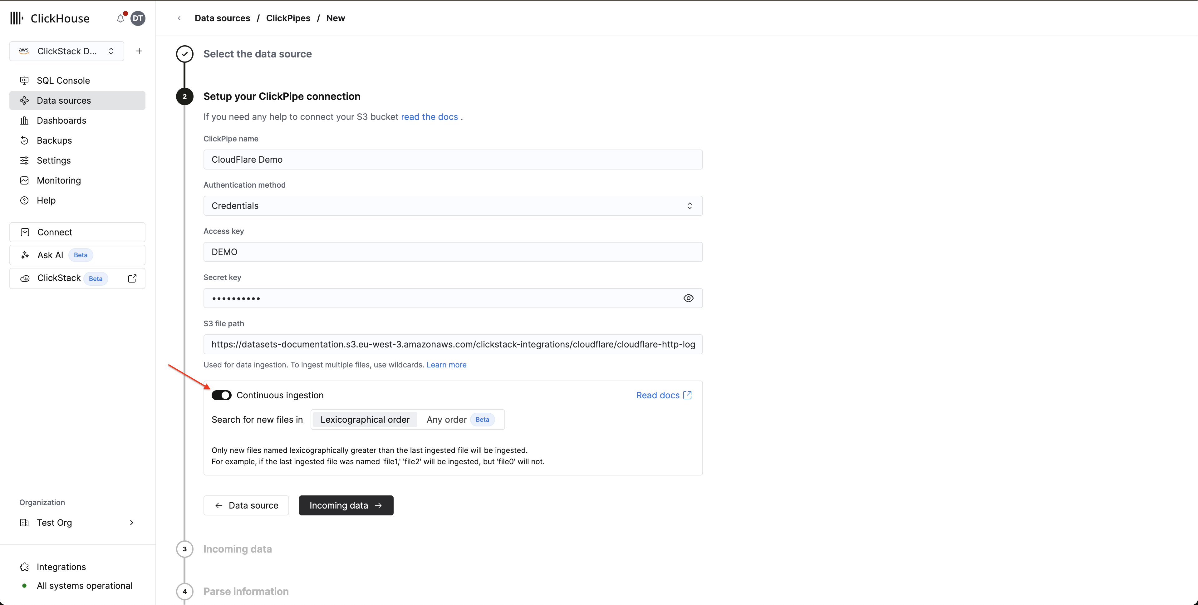 継続的インジェスト