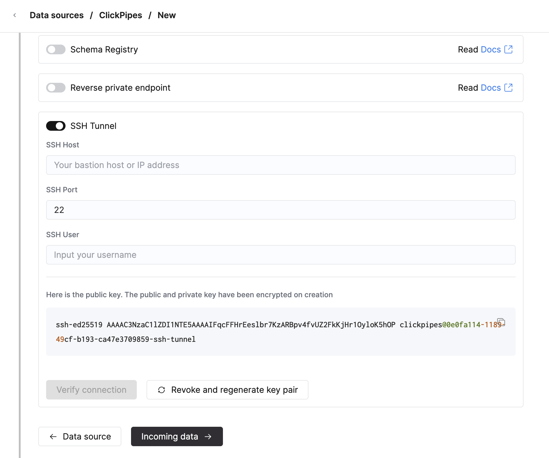 SSH トンネルの設定