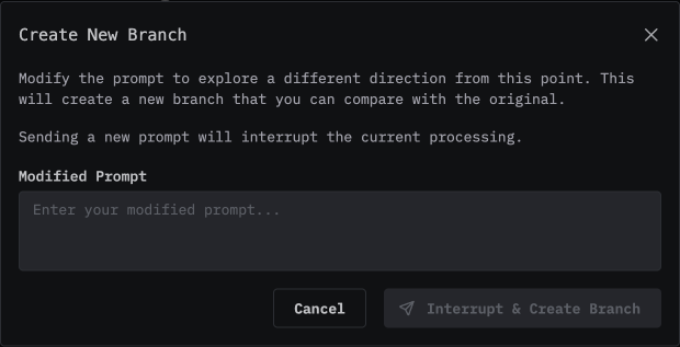 新しい分岐を作成するダイアログ