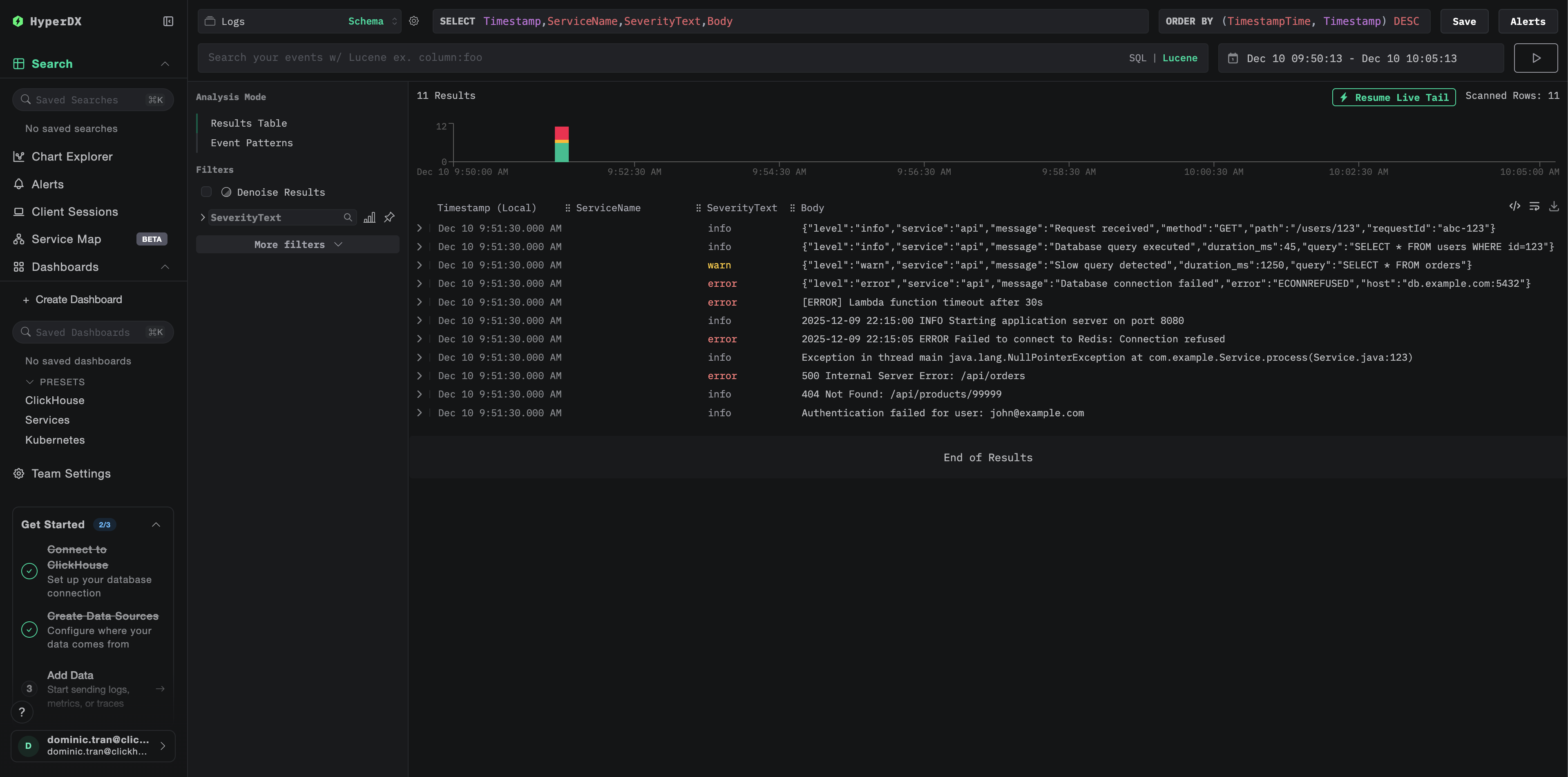 ログ検索ビュー