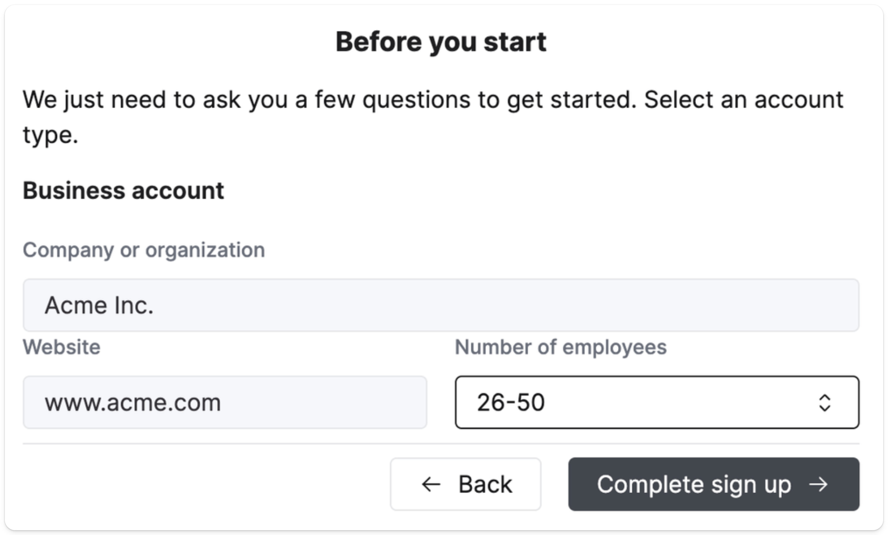 ビジネス情報の入力