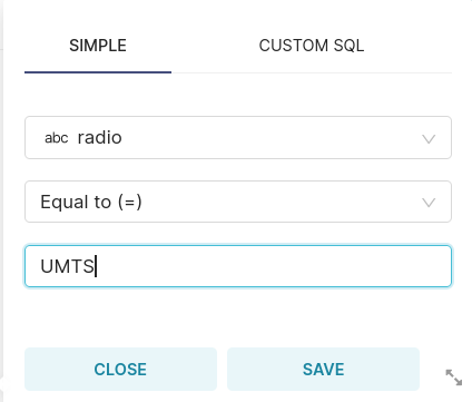 radio = UMTSでフィルター