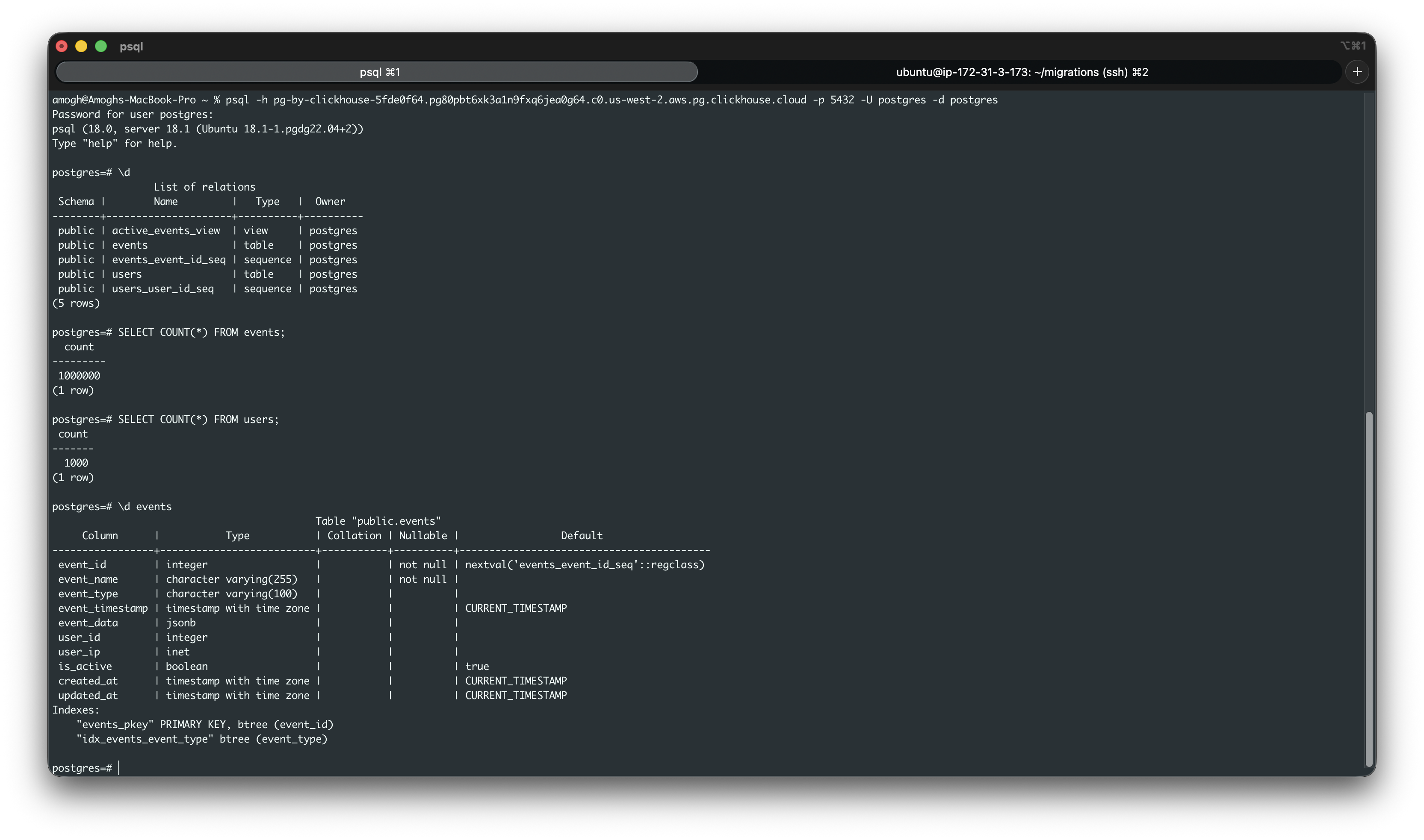 移行先の Managed Postgres データベース構成