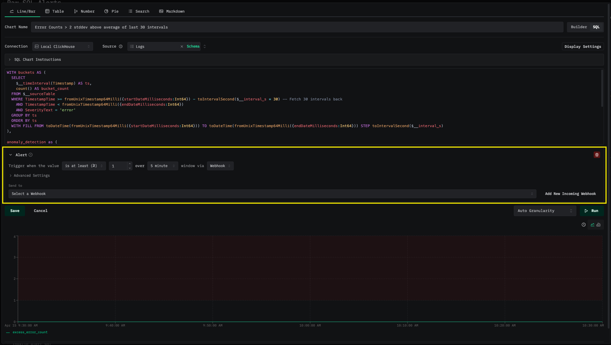 차트 알림 편집