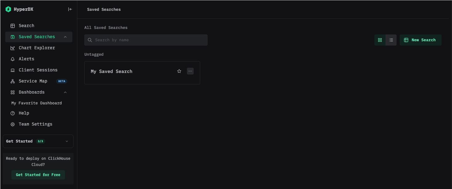 已保存的搜索列表页面