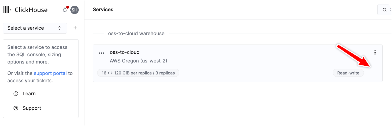 在仓库中创建新服务