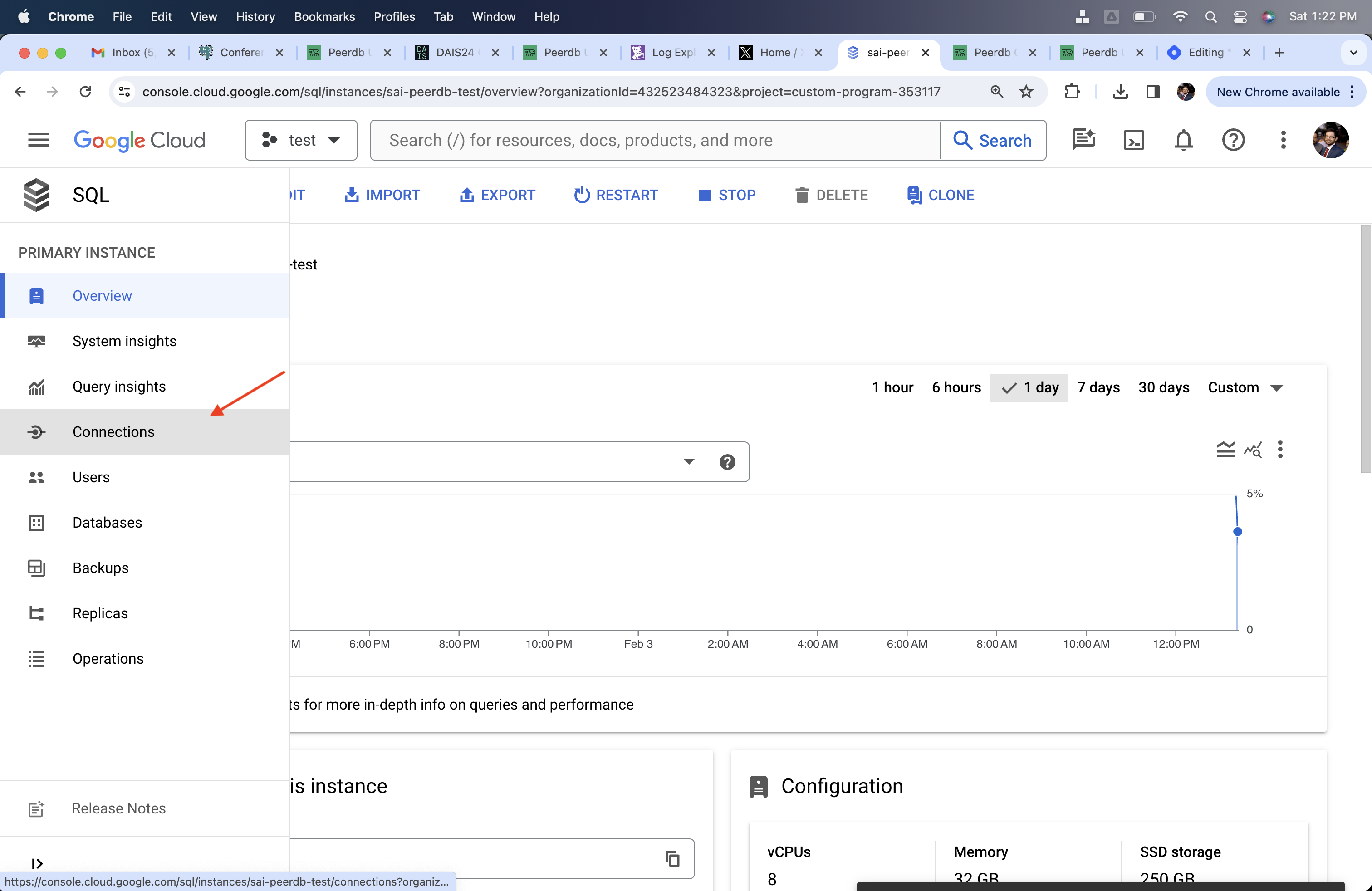 Cloud SQL 中的连接部分