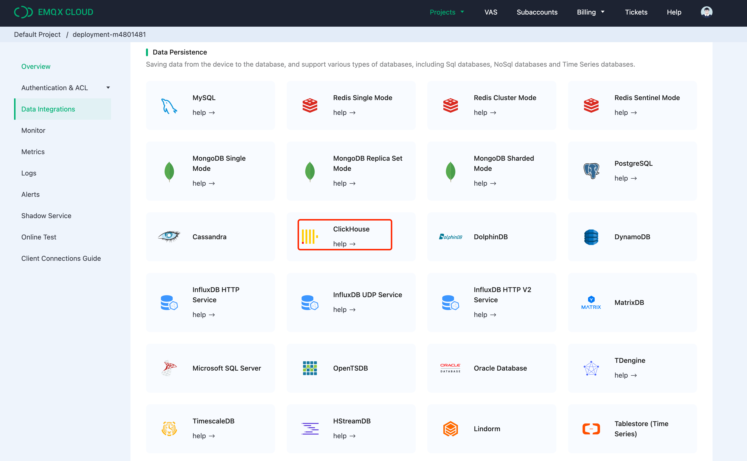 EMQX Cloud ClickHouse Data Integration