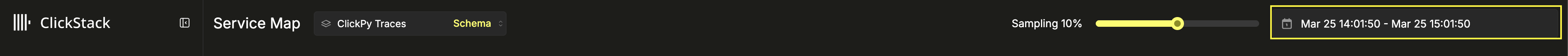 服务地图工具栏中高亮显示的时间范围选择器