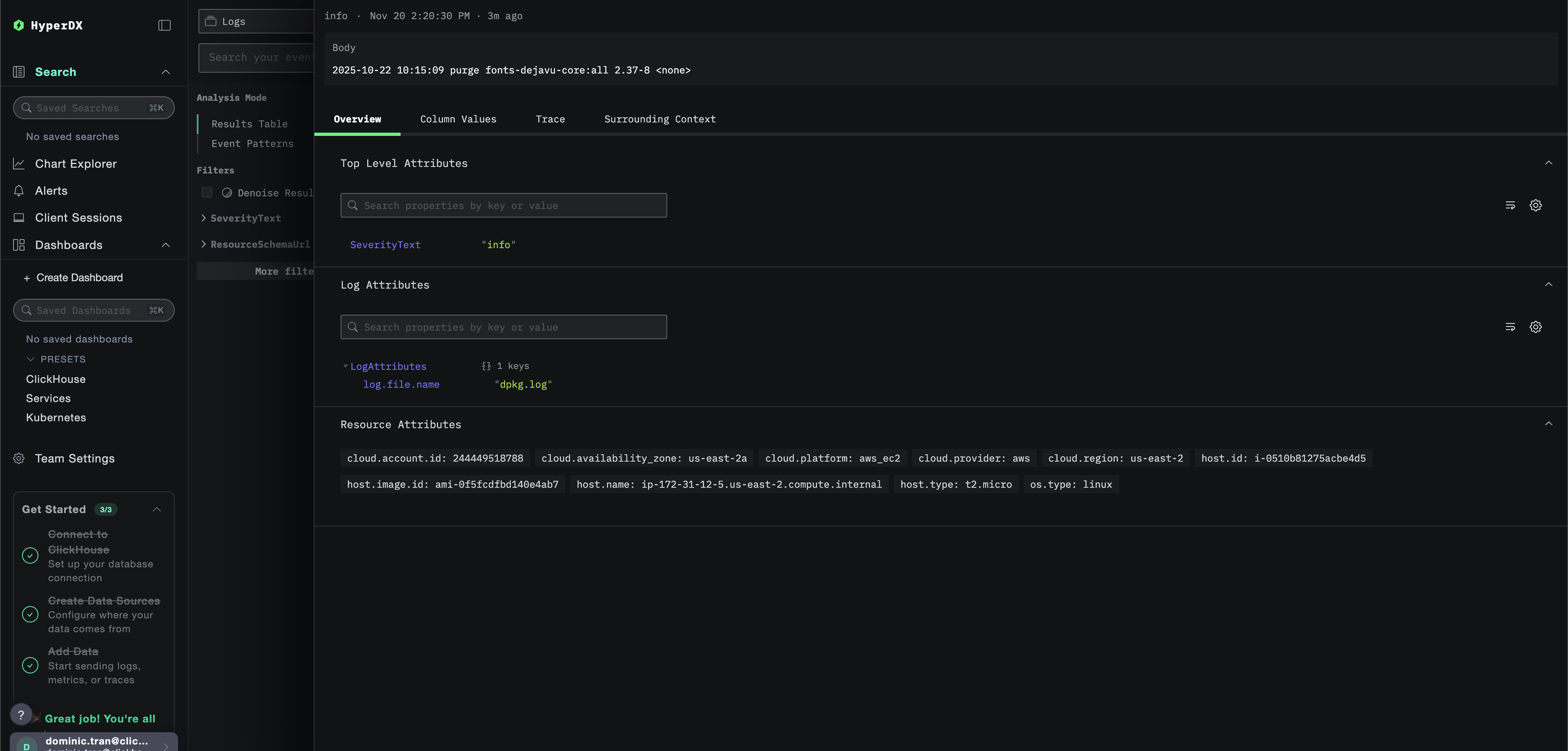 包含元数据的 EC2 日志详细信息