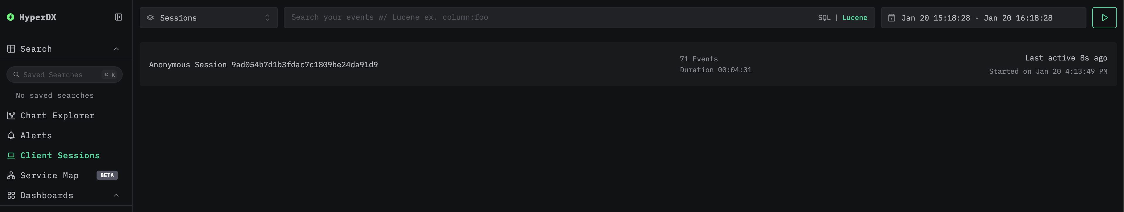 会话回放搜索视图