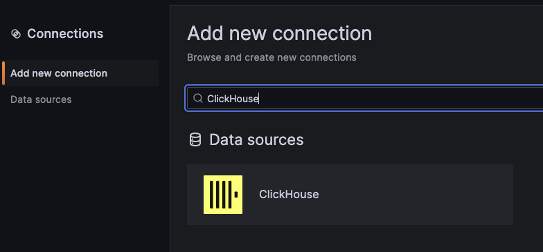 在连接页面选择 ClickHouse 插件