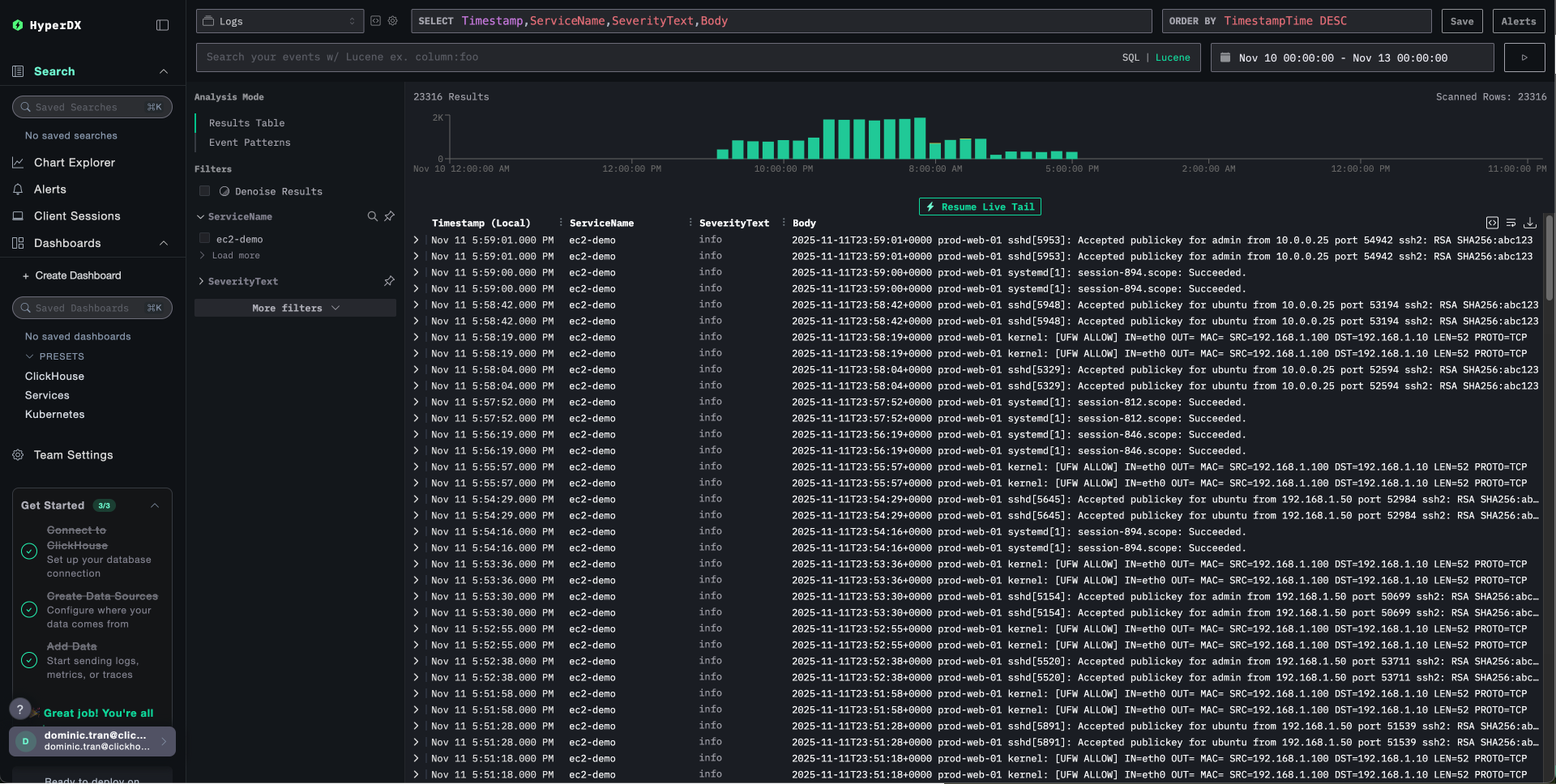 EC2 日志搜索视图