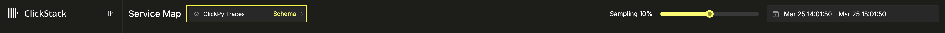 服务地图工具栏中高亮显示的来源选择器