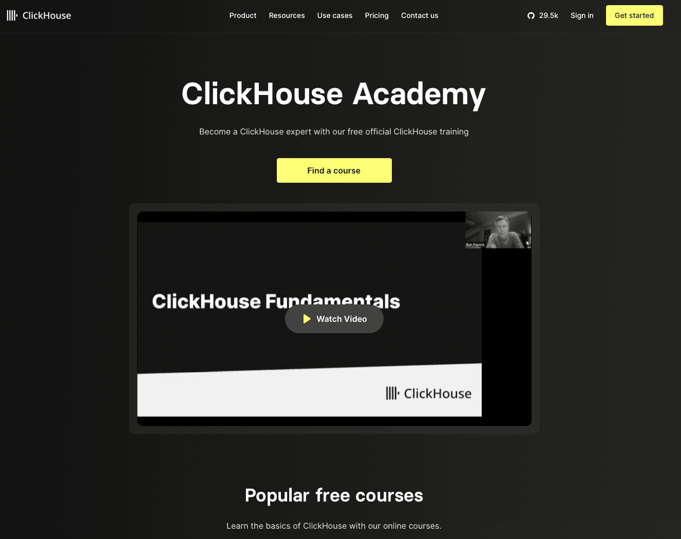 Screenshot of ClickHouse Academy