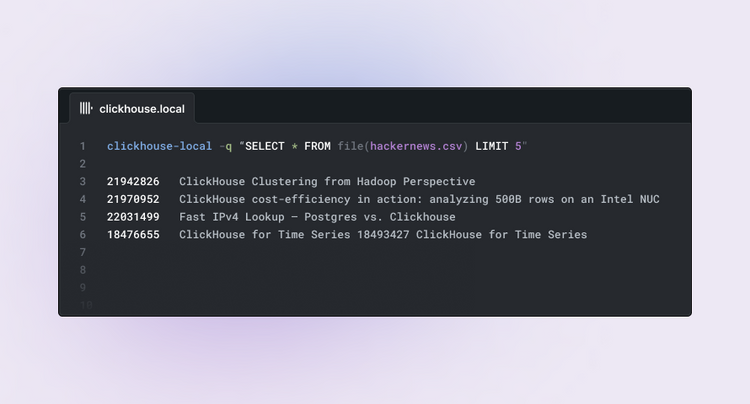 Extracting, Converting, and Querying Data in Local Files using clickhouse-local