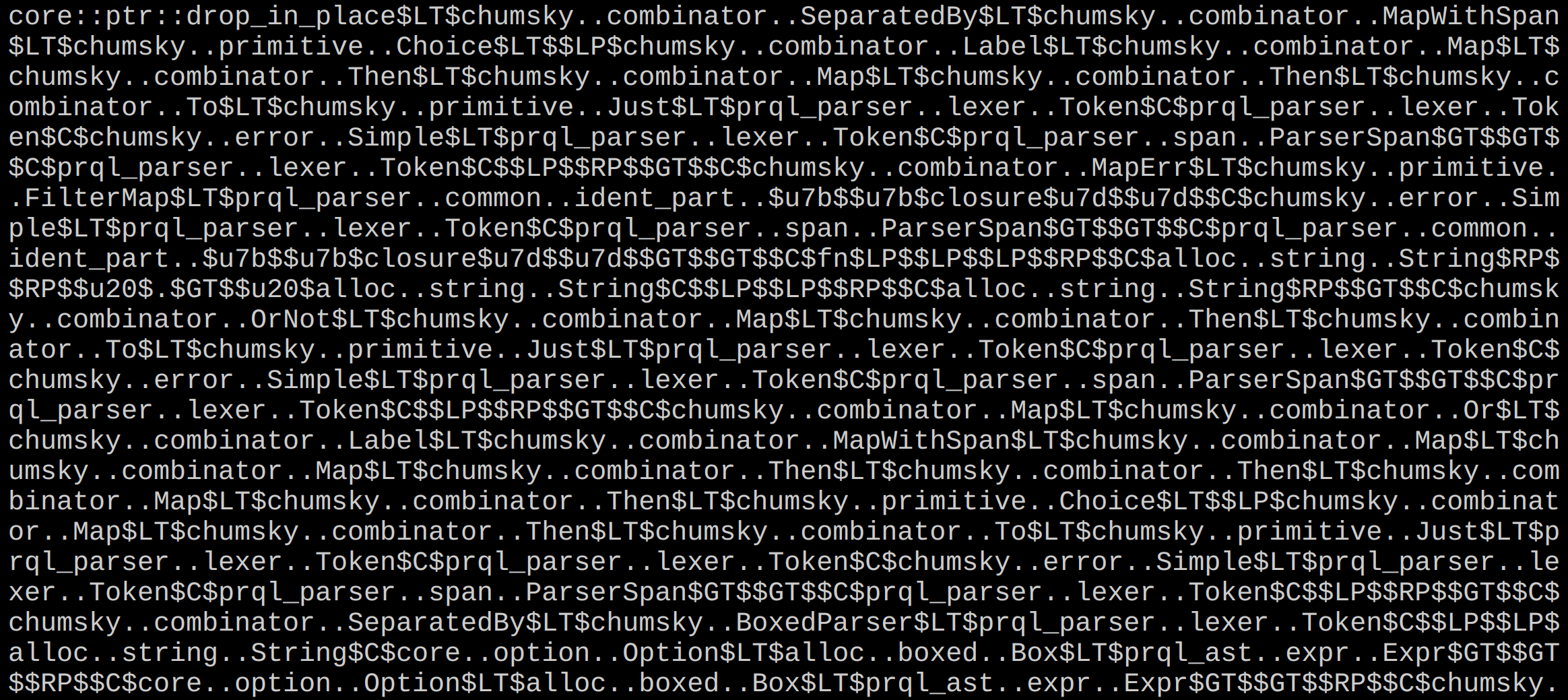 Large symbol names in Rust